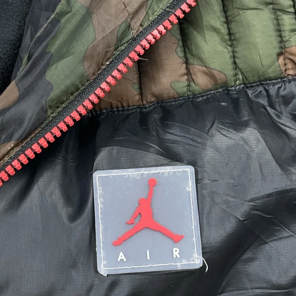 Air Jordan Puffer Jacket Boys Large Green Cano Full Zip Hooded Youth Jumpman‎ *